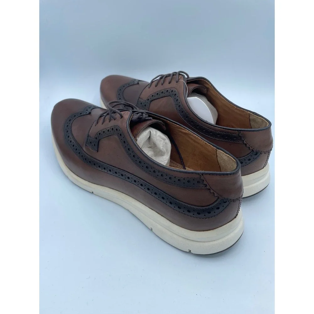 Belvedere Eric Mens 11.5 D Brown Leather Wingtip Oxford Hybrid Dress Sneakers